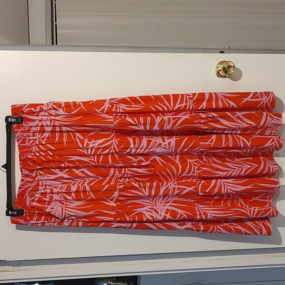 Ladies Robert Lewis Sz XL Orange/Lilac Skirt Side Pockets Elastic Waist NWT